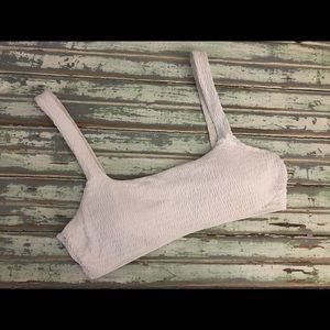 Aerie White Puckered Bathing Suit Top
